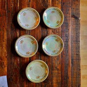 Diana & Callisto Cupid Scene Vintage German Porcelain Tea Set 5 Saucers